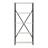 Etajera cu 5 rafturi , metal si pal, alb-negru, 160x73x36 cm